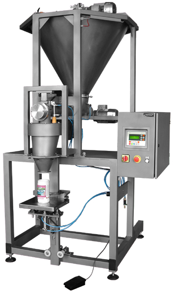 Semi-automatic dosing machines for dusty, badly loose and powdery products